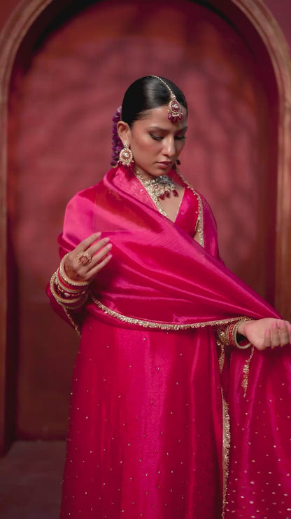 Noor Cherry Red Three Piece Set