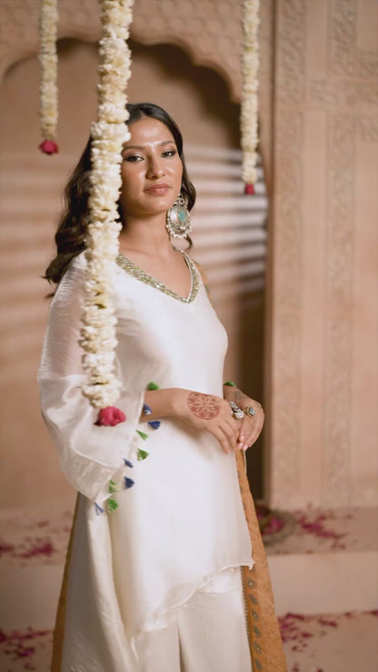 Saanjh Flared Top Plazzo Set with Bandhani Dupatta